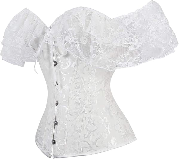 Kvinner Blomster Blonde Off Shoulder Korsett Bustier Bened Overbust Korsett Bodyshaper