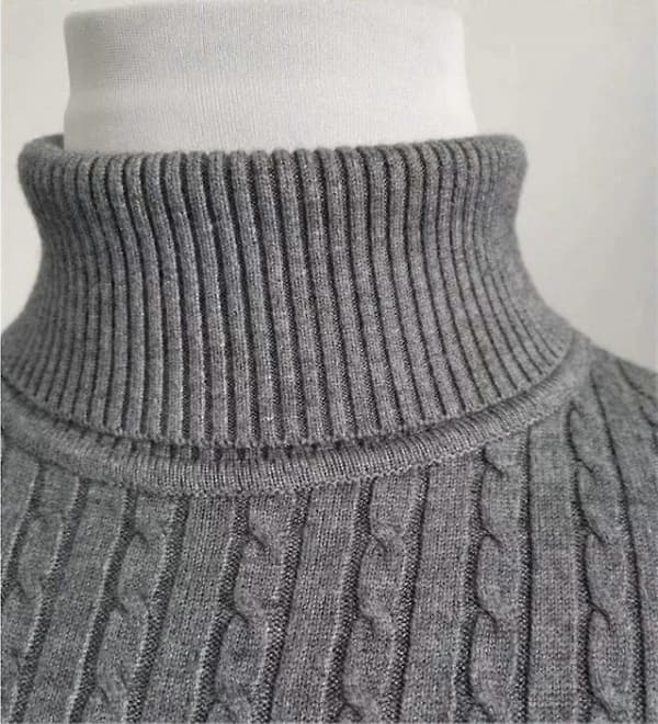 Smal polotröja för män, ledig vridstickad tröja
