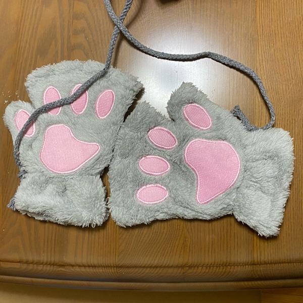 Nya Vinterhandskar Kvinnor Björn Plysch Katt Tafs Klo Handskar Söt kattunge Fingerless vantar Jul Halloween för flickor Presenthandskar Gray