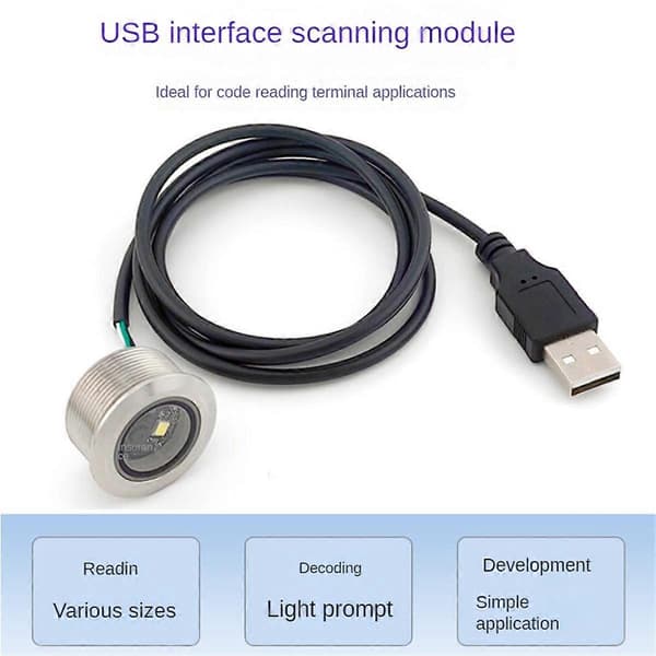 GM861 USB-grensesnitt 1D/2D strekkode QR-kode strekkodeskannermodul rustfritt ståltråd med fylllys