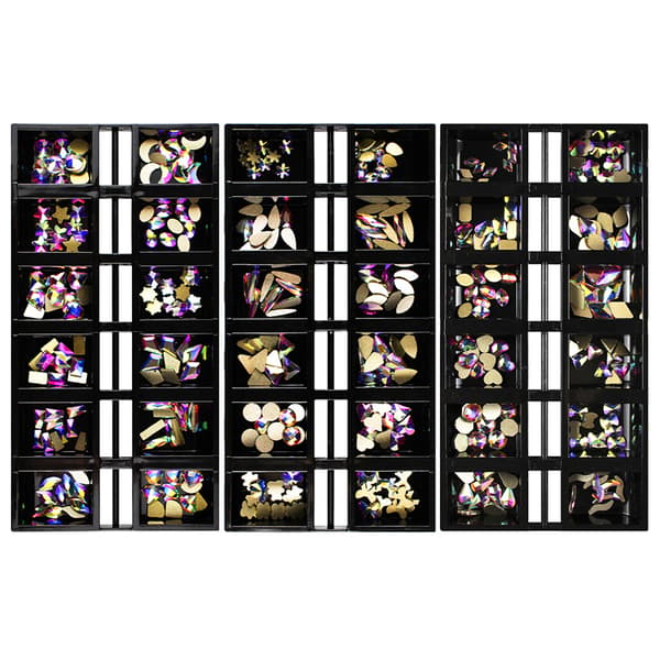 120 st 3D Nail Art Rhinestones Multi-Shape Glas Glänsande Flatback Stones Dekor B