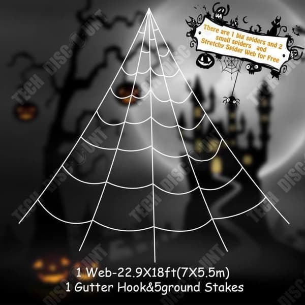 TD® Halloween-dekoration superfjäderformade triangulära spindelnät-festdekorationer online 7,*5,5 m