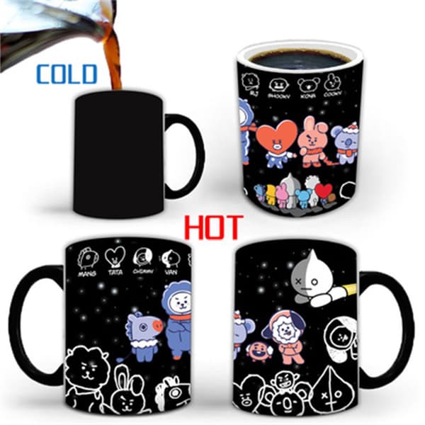 KPOP BTS BT21 -muki Luovat söpöt väriä vaihtavat mukit
