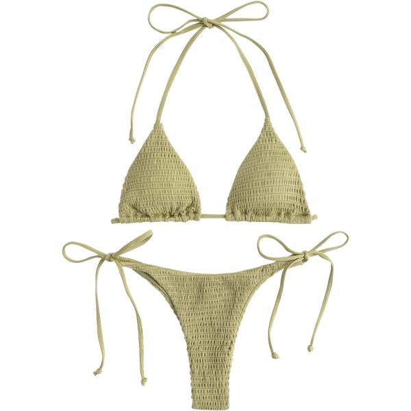Naisten riimubikinit Kolmio Ribbineulottu String Smokki Uima-asut Cheeky Thong