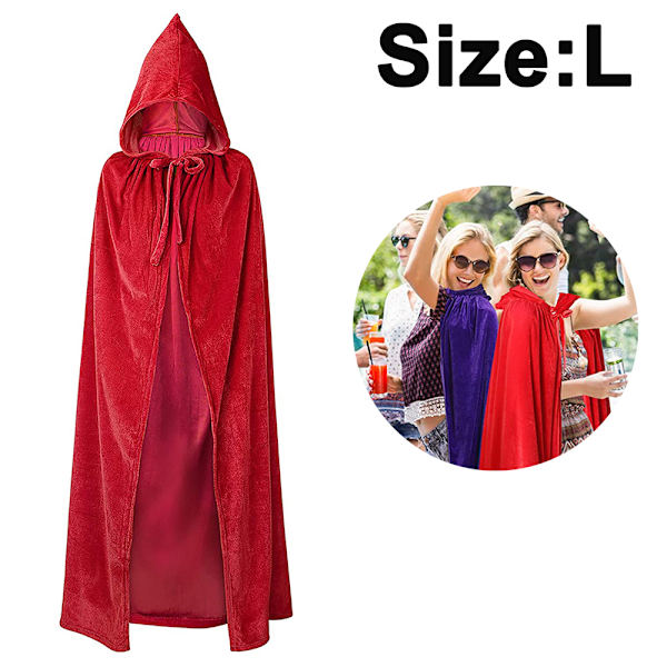 Hooded mantel Unisex vuxen mantel med huva Halloween jul Red L