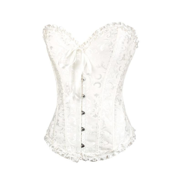 Jacquard vest shapewear, stropløs korset White XL