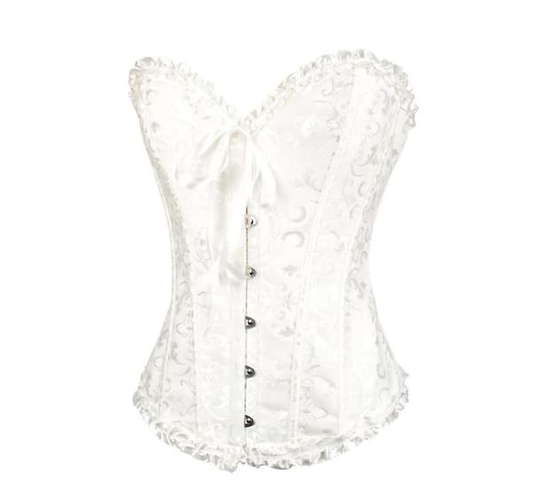 Jacquardvest shapewear, stroppeløs korsett White XL