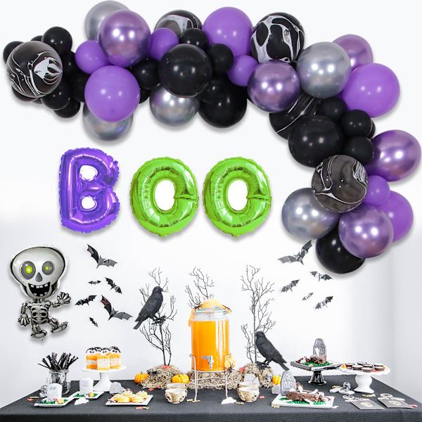 Halloween Ballong Chain Party Dekoration 72st Lila Polka Dot Wizard Latex Set set 3