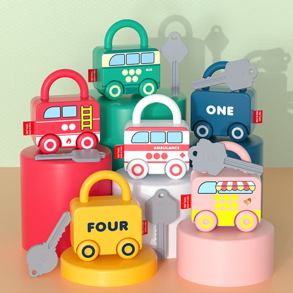 3 st Kids Learning Locks med nycklar Montessori billeksaker B