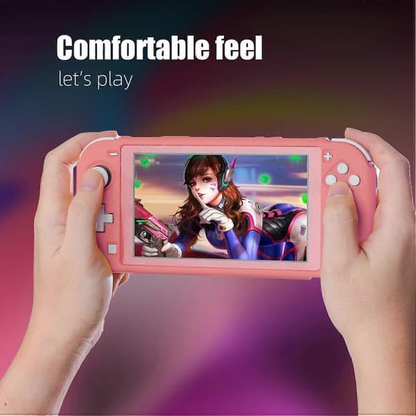 Nintendo Switch Lite spillkonsoll integrert beskyttelsesetui TPU gummi hardt etui, rosa