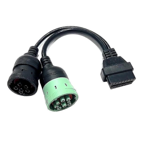 6-pin J1708 eller 9-pin J1939 til 16-pin OBD2 OBDII adapterkabel for lastebil/bil