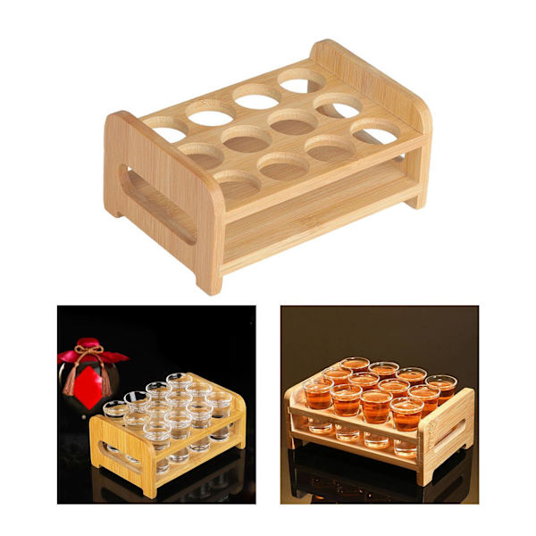 sv Glassholder Kopp Organizer Serveringsholder Koppstativ for bar Wood 12 Holes