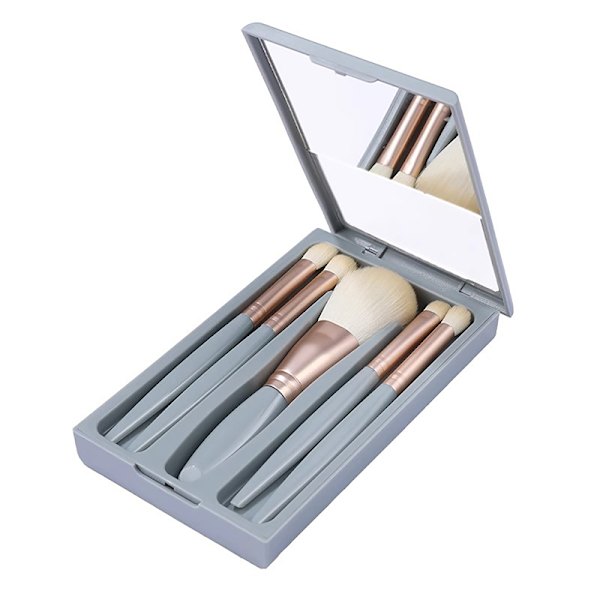 5 stk./sæt Makeupbørste med makeupspejl Ansigts skønhedsværktøjer Light pink