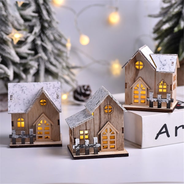Jul LED Village Inredning Ljus trä Scen Hem Xmas Presenter A