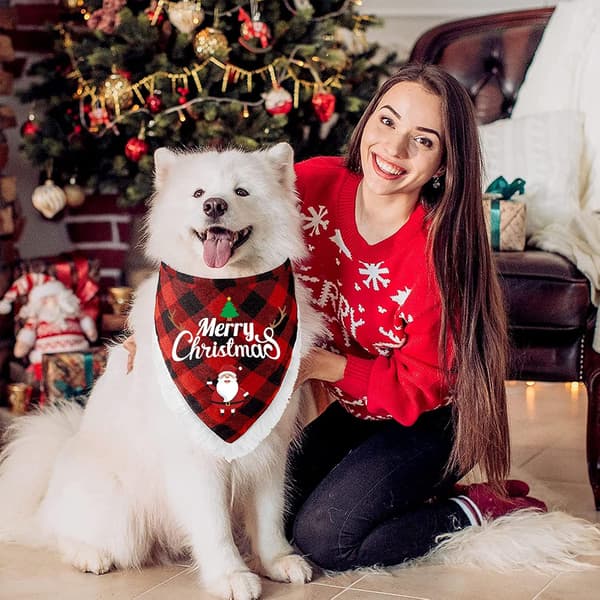 2-pak juleplaid til hunde, juleklassisk plaid med hvid plys