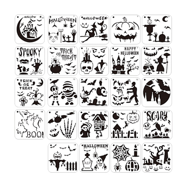 Halloween-sapluunat maalaamiseen | 24 kpl/setti Halloween-maalausmallit | Uudelleenkäytettävät DIY-maalaussapluunat puulle piirtämistä varten 24pcs