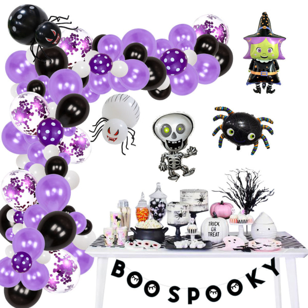 Halloween Ballong Chain Party Dekoration 72st Lila Polka Dot Wizard Latex Set set 2