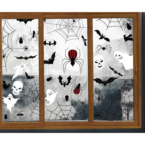 6 ark Halloween fönsterdekaler - Skeleton Ghost Dekaler