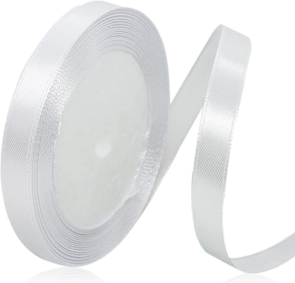 Hvit satengbånd 10mm x 22m, satengbånd til gaveinnpakning