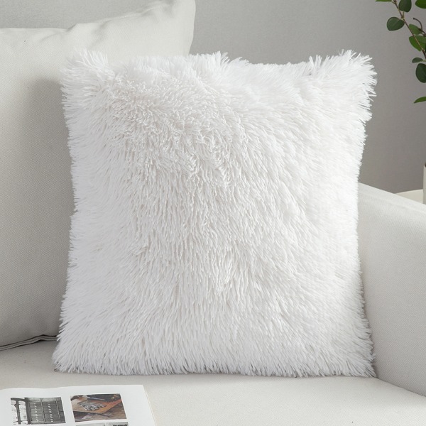 2-pack Fluffig fuskpäls kudde. Örngott 43X43cm Vit