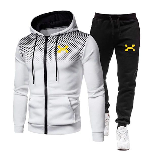 2023 Mote Treningsdress for Menn Hettegenser Fitness Gym Klær Menn Løpesett Sportsklær Jogger Herre Treningsdress Vinterdrakt Sport white an Y qd white an Y M