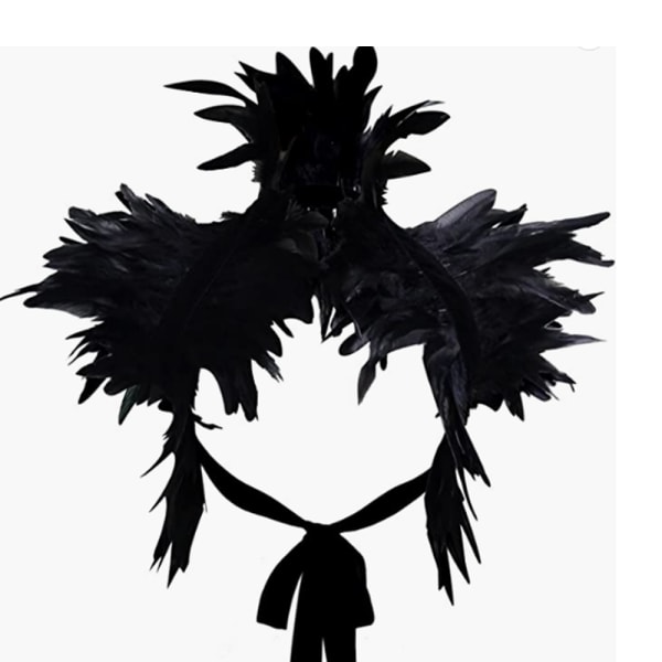 Gotisk viktoriansk Naturlig Fjäder Sling Axelrem Halloween Party Feather Tie Kappa