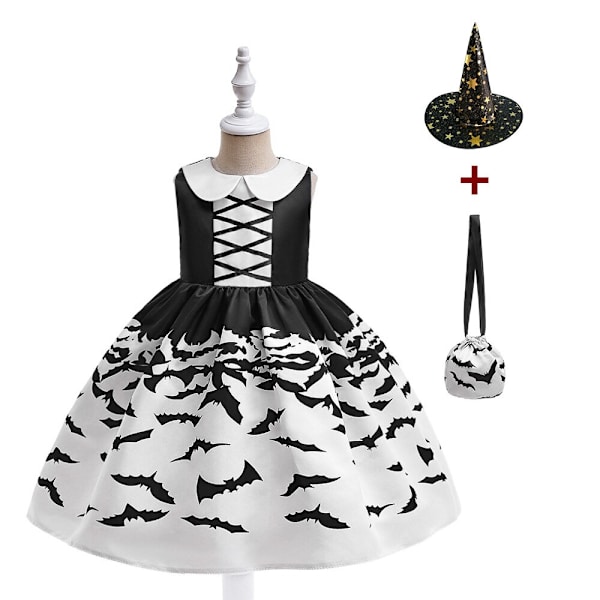 Tjejer Halloween Klänning Semester Casual Häxa Pumpa Cosplay kostym för barn AWS021 Set A Size 110