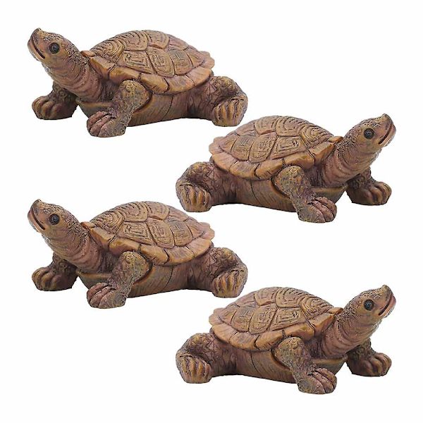4-pack Mini Simulering Sköldpadda Ornament Realistisk Fairy Garden Succulent Plant Pot Ornament