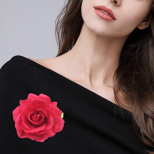 Almi Halloween Rose Hårklämmor Brosch Blomma Röd Rose