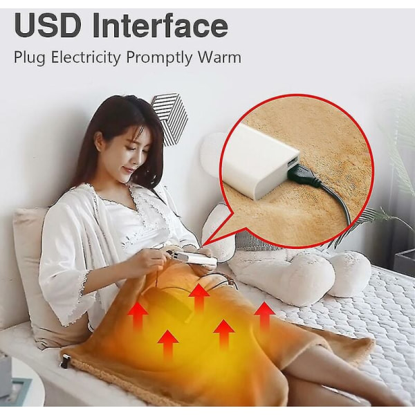 USB-uppvärmd filt Mjuk Tjockare Värmare Sängvärmare 60x80cm (lila)