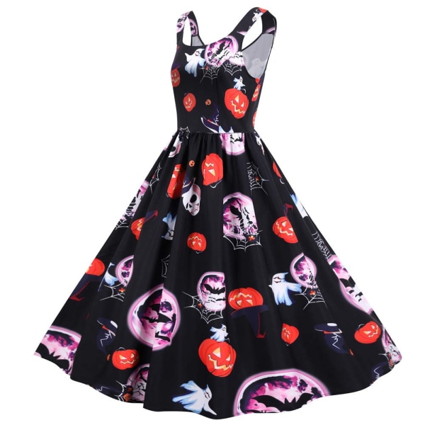 ady Sleeveless Halloween estklänning Rockabilly Swing Dress F L