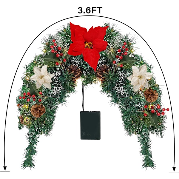 Förbelyst julbrevlåda Swag-girland med julstjärnor blommor, batteri