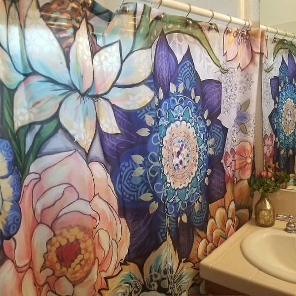 Bohemisk Stor Blomsterserie 3D Digitaltryck Polyester Vattentätt Duschdraperi