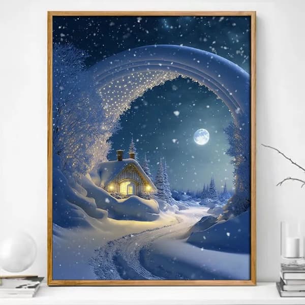 #30x40cm Voksen og Barn 5D DIY Diamantmalerisett - Snøfe #