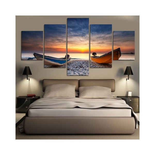 5 stk/sett Lerretsmaleri Dekor Strandlandskap Bildemaleri 30*40/60/80cm