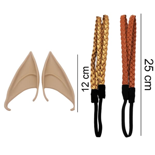 Latex Elverøre Pixie Udklædningskostume Blød Blonde Goblin Fe Gold+brown