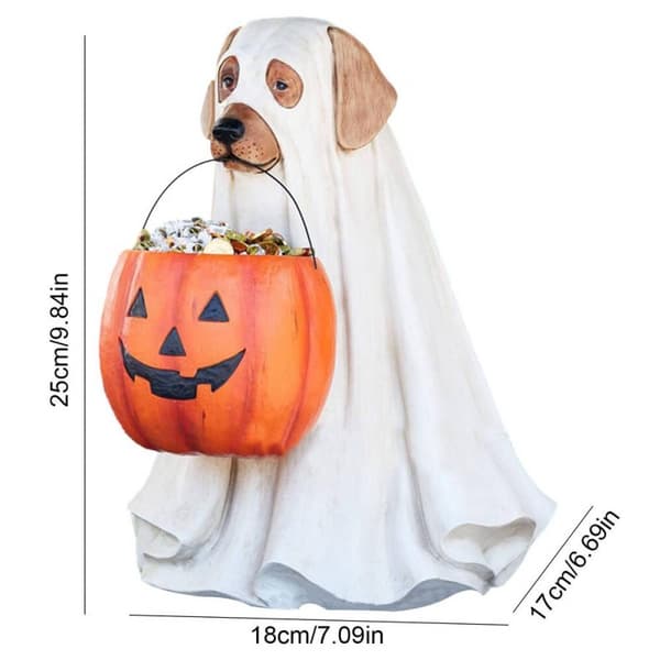 Halloween Spøgelse Græskar Hund Slikskål Holder Snackskål Stativ cat&bag 18cm