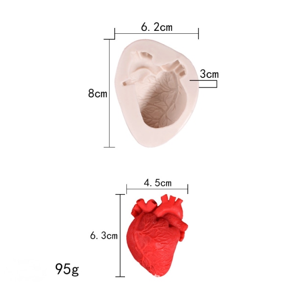 2st Halloween Kreativ Simulering Hjärta & Hjärna Form Köksbakverktyg DIY Bakverk Tårtformar Tvål