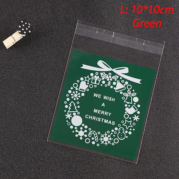 100 st/paket Godis & kakor påse förpackning omslag GRÖN 10X10CM