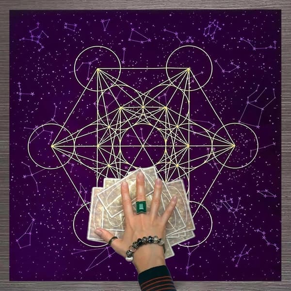 Metatrone's Cub Crystal Grid Altare Tarotduk Duk Sammet Astrologi Tarot Spådomskort Bordsduk Gobeläng 75*75cm