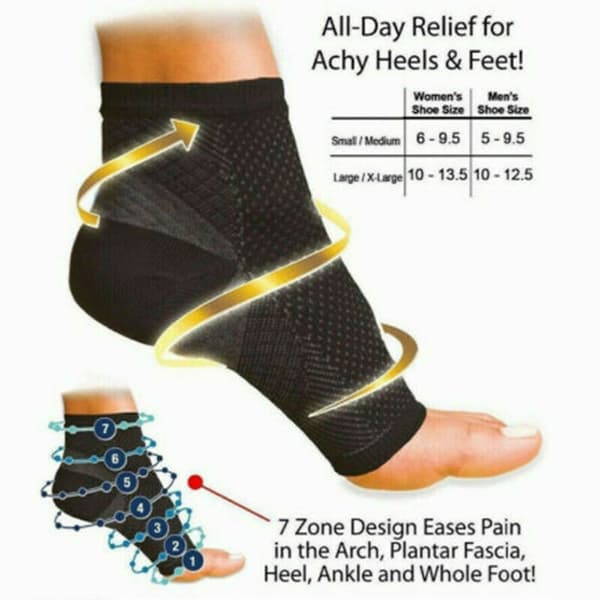 2 par fotstrømper Plantar Fasciitis kompresjonsstrømper S/M