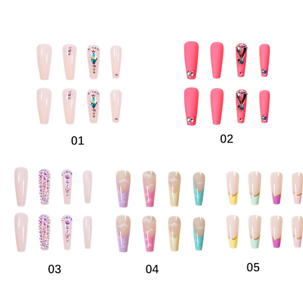 24st/låda Strass Lång Ballerina False Nail Tip Wearable 04