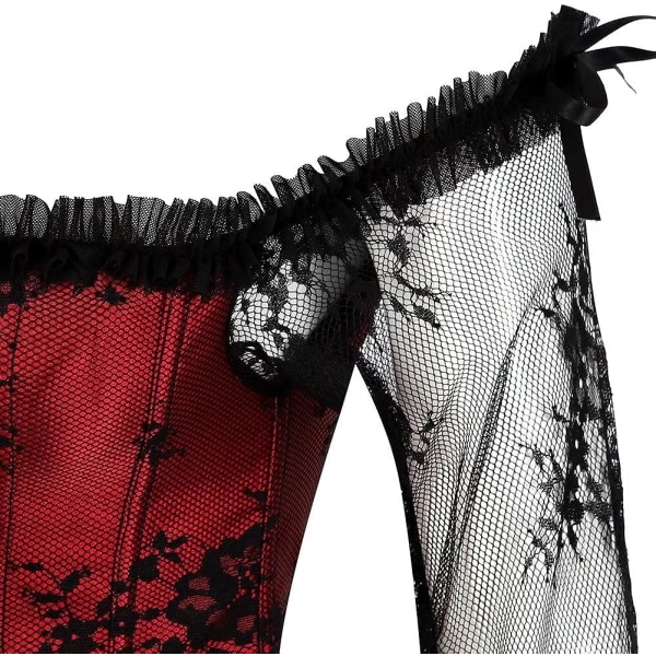 Korsetit naisille Overbust Bustier Top Gothic Sexy Shoulder 8127red 2XL