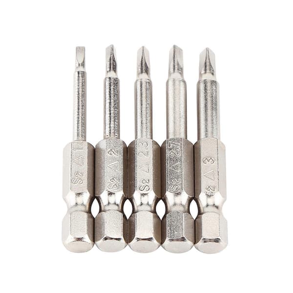 5 stk. 50 mm 1/4\" sekskantet skaft trekantede skruetrækkerbits 1.8/2.0/2.3/2.7/3.0 stærk magnetisme