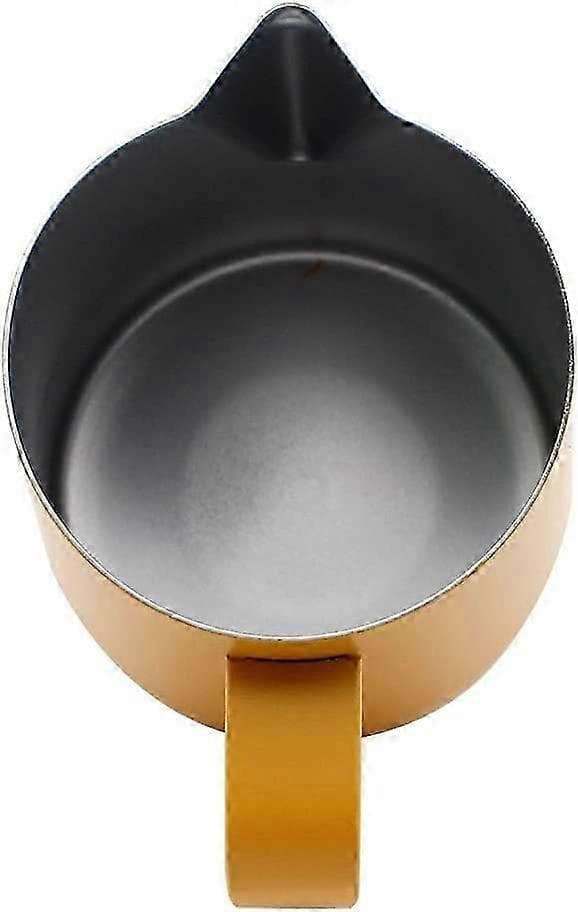 Melkeskummerkanne i rustfritt stål, dampkanne egnet for kaffe, latte og skummende melk 350 ml gul