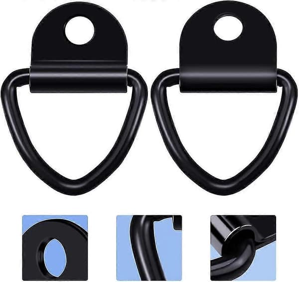 4 Stykker Surrering, D-ring Tilhenger, Kraftig Surrekrok i Rustfritt Stål, Svart