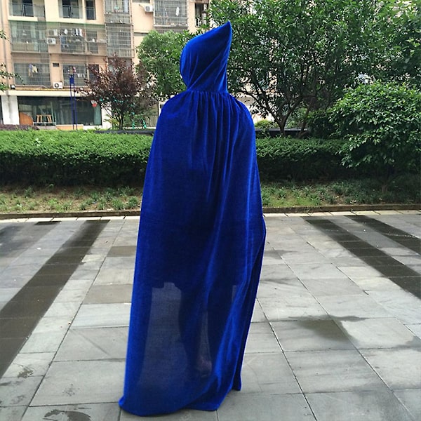 Hættemantel Unisex kappe med hætte Halloween julekappe Vampyr Heks Cape Kostume Blå blue