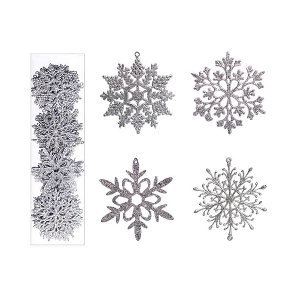 40 stk. Glitter Snefnug Ornament, Plast Snefnug Jul