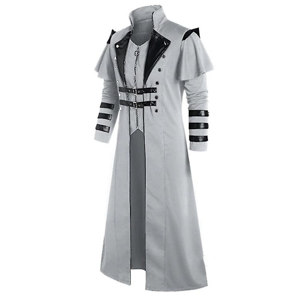 teampunk mokingjacka för män Gothic Coat Halloween Kostym S Grey