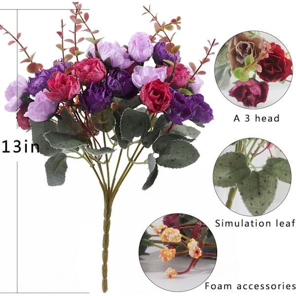 7 Gren 21 Hode Kunstig Silke Mini Rose .Kirkegård Fl